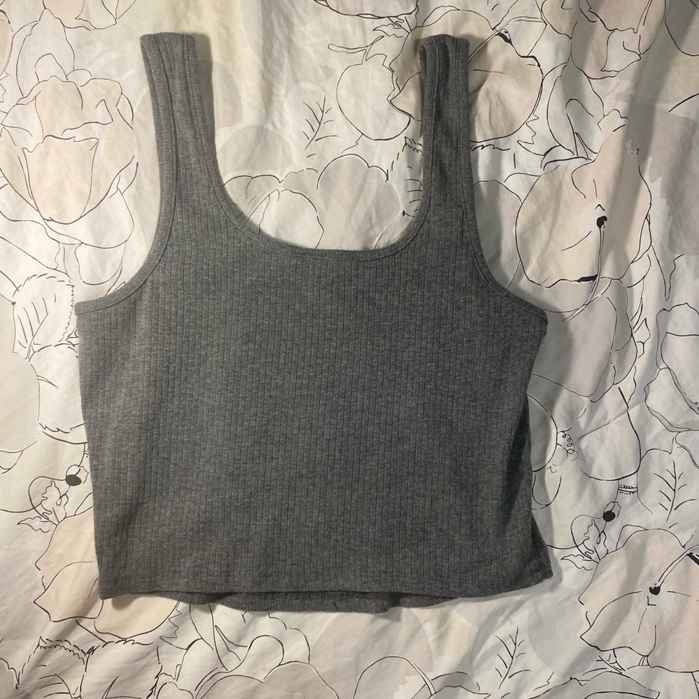 Gray Ribbed Women's Tank Top